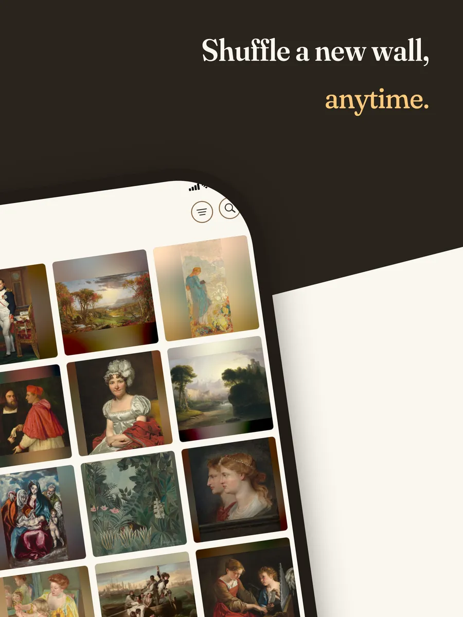 The Artifact World Gallery app on iPad — a painting detail view