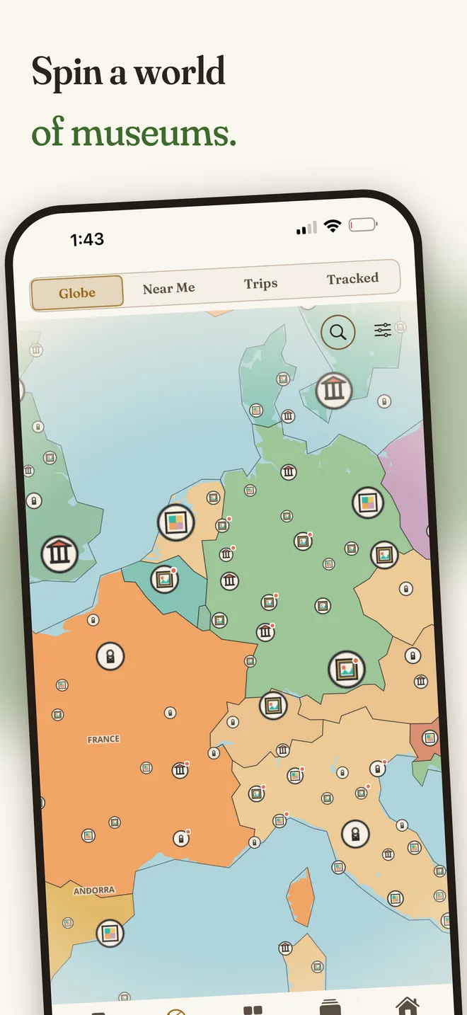 A museum venue page in the Artifact World Gallery iOS app