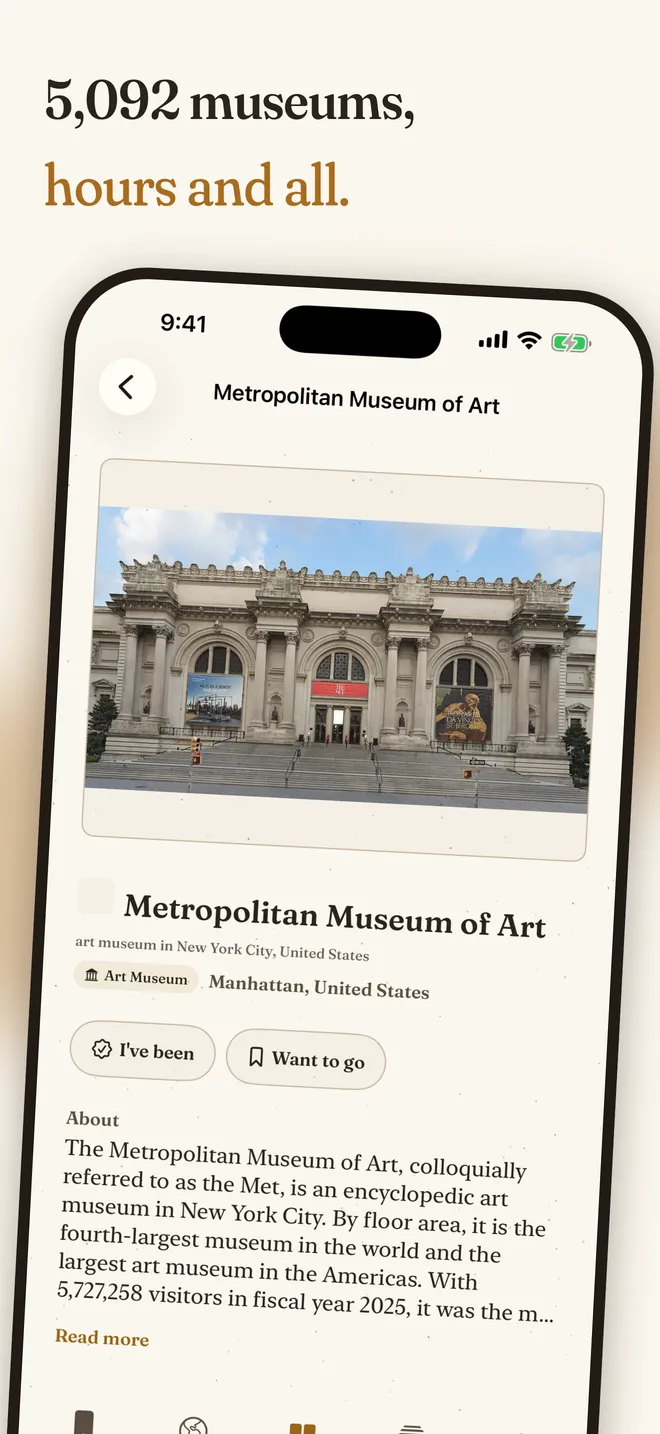 An artist page in the Artifact World Gallery iOS app