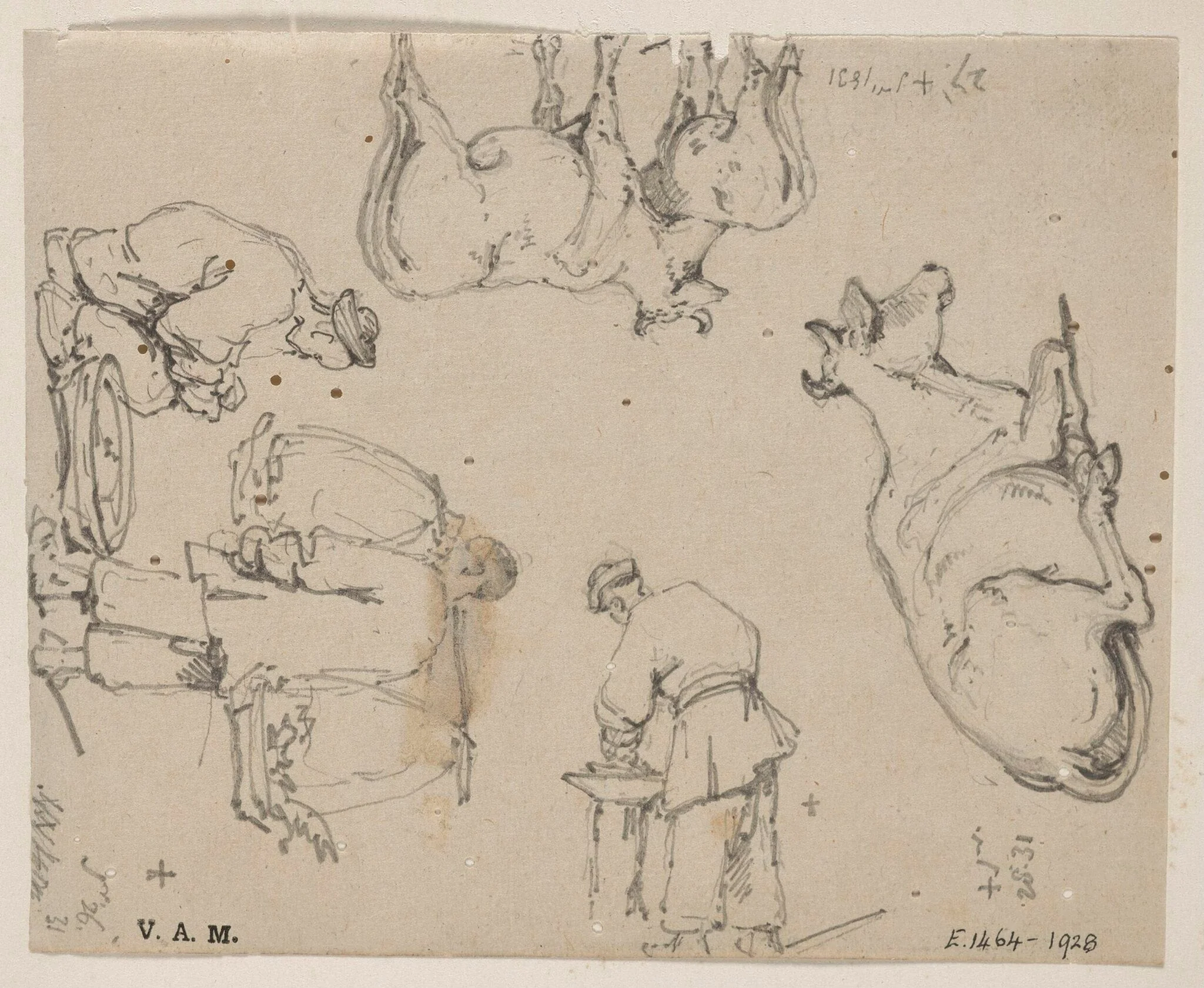 Chinese figures and cattle, detail