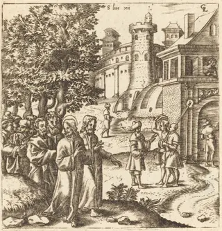 Christ Teaching the Multitude, by Léonard Gaultier, ink, 1578