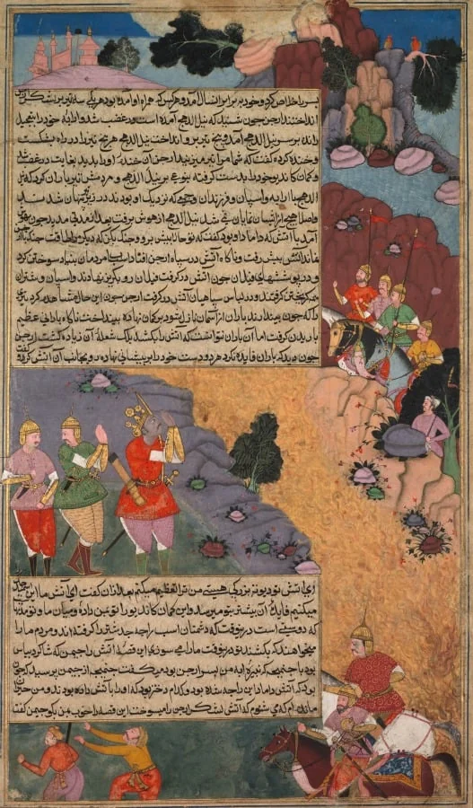 The First Adventure of the White Horse, Page from the Khan Khanan's Razm Nama (Book of Wars), detail