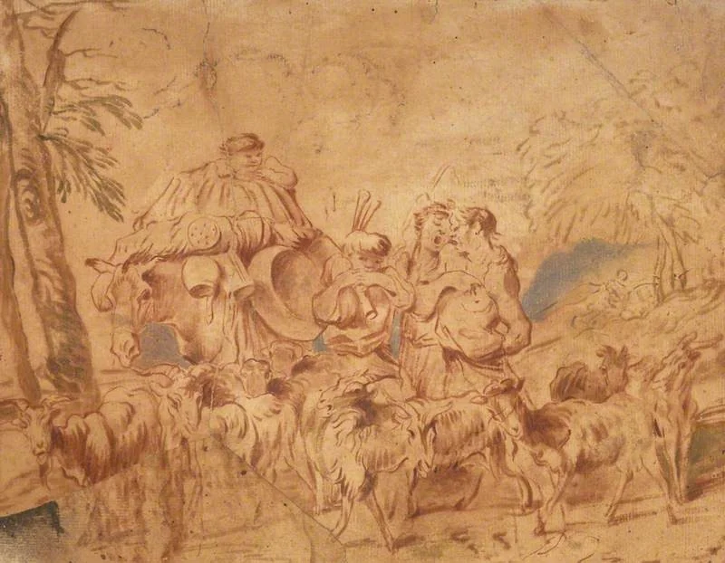 Music-Making Goatherds, detail