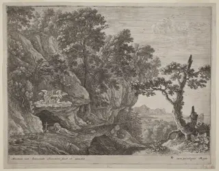 The Repentant Magdalene in a Landscape, by Herman van Swanevelt, ink, 1628