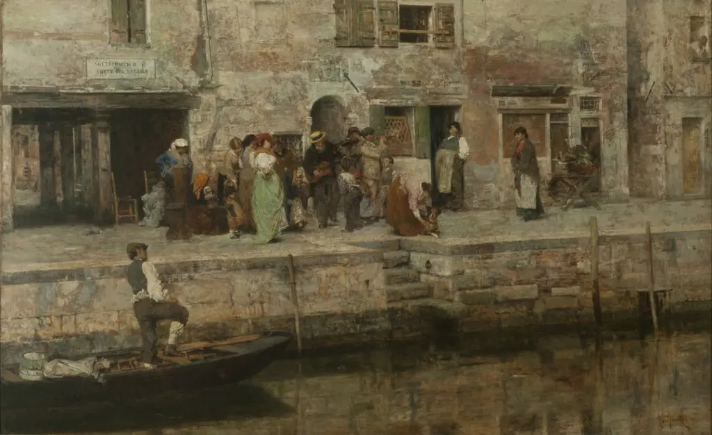 Street musicians, by Giacomo Favretto, oil