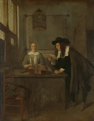 Reading aloud, by Quirijn van Brekelenkam, oil, 1660