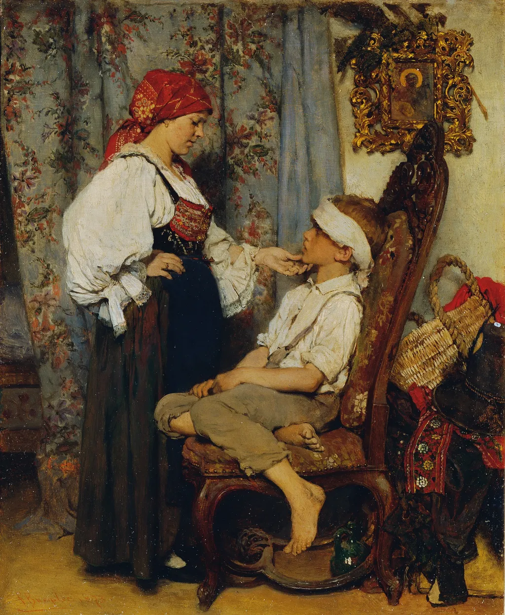 Der kleine Patient, by Franz Rumpler, oil, 1873