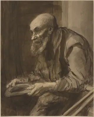 Beggar with Crutches, by Alphonse Legros, ink, 1874