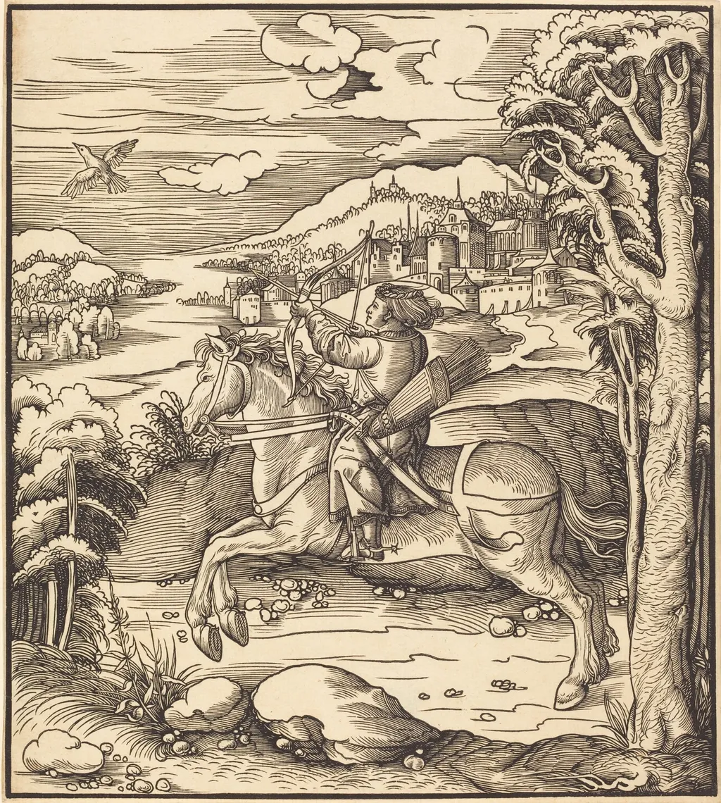 The Prince at the Bird-Catching, by Leonhard Beck, ink, 1515