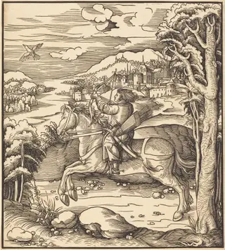 The Prince at the Bird-Catching, by Leonhard Beck, ink, 1515