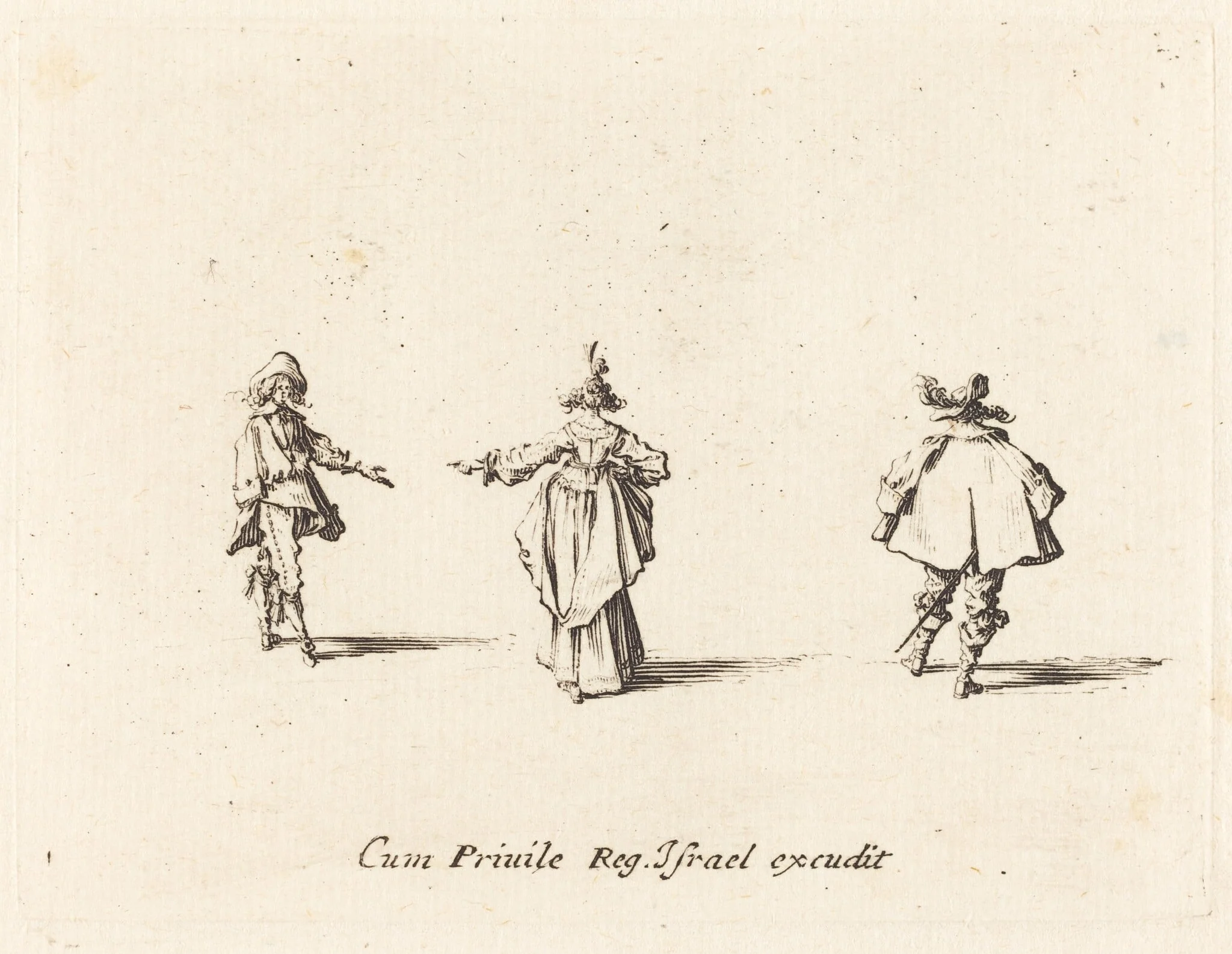Lady with Outstretched Arm, Seen from Behind, and Two Gentlemen, detail
