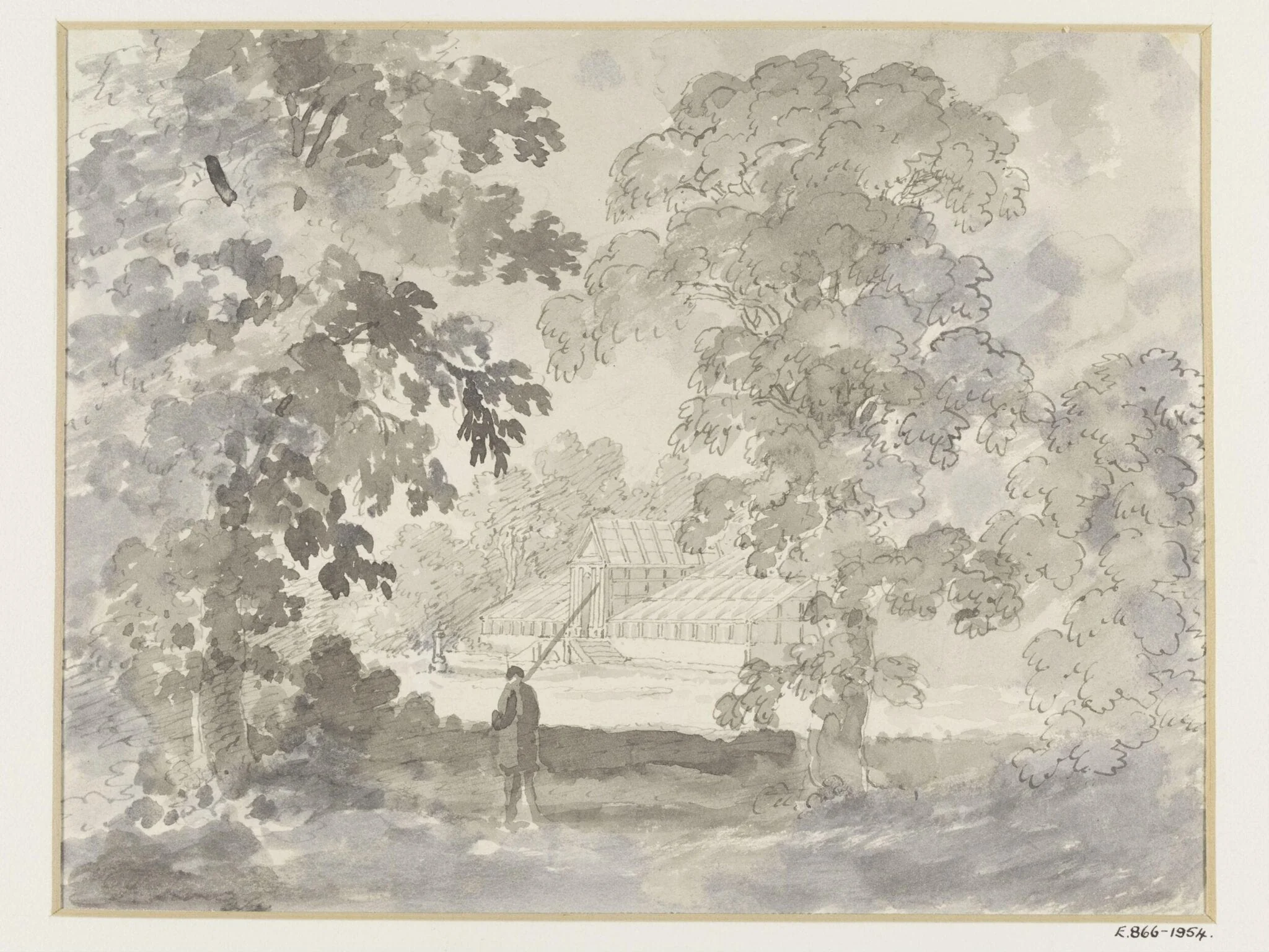 Drawing of Gardens and Greenhouse, detail