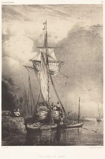 Near Rouen (Environs de Rouen), by Paul Huet, ink, 1836