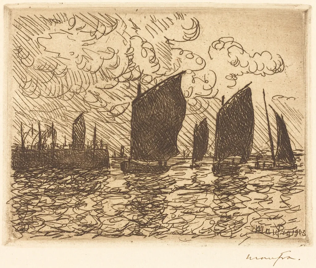 Return of the Boats, by Maxime Maufra, ink, 1903