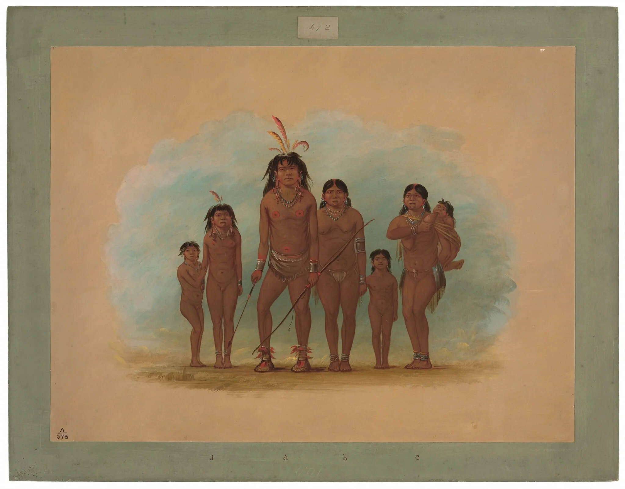 Lengua Chief, His Two Wives, and Four Children, detail