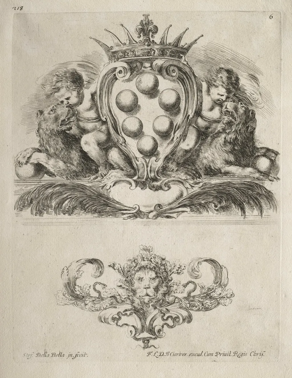 Collection of Various Caprices and New Designs of Cartouches and Ornaments:  No. 6, by Stefano Della Bella, 1646