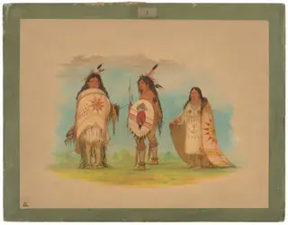Three Riccarree Indians, by George Catlin, oil, 1861