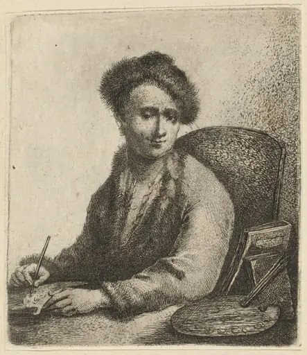 Self-Portrait, by Johann Andreas Benjamin Nothnagel, ink, 1770