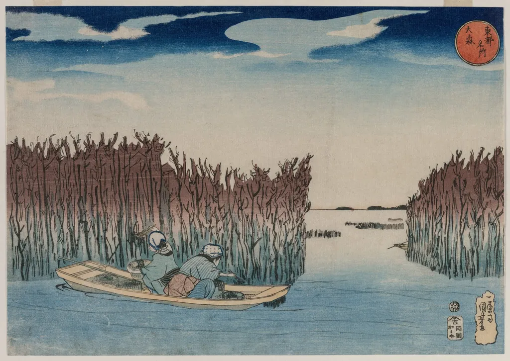 Ōmori, from the series Famous Places in the Eastern Capital, by Utagawa Kuniyoshi, 1834