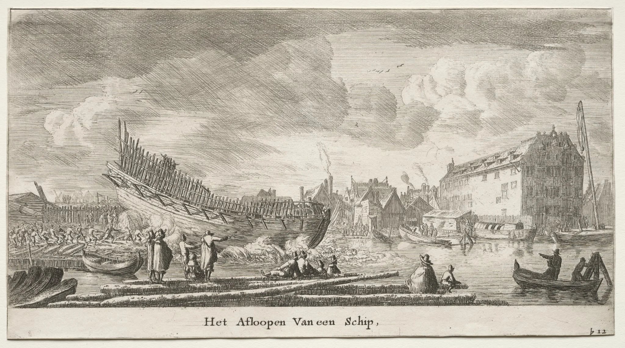 Various Ships and Views of Amsterdam (Verscheÿde Schepen en Gesichten van Amstelredam), Part II: Launching a Ship, detail