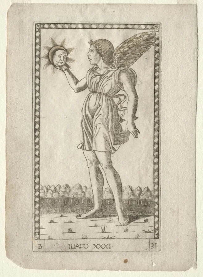 Genius of the Sun (from the Tarocchi, series B: Cosmic Principles & Virtues, #31), detail