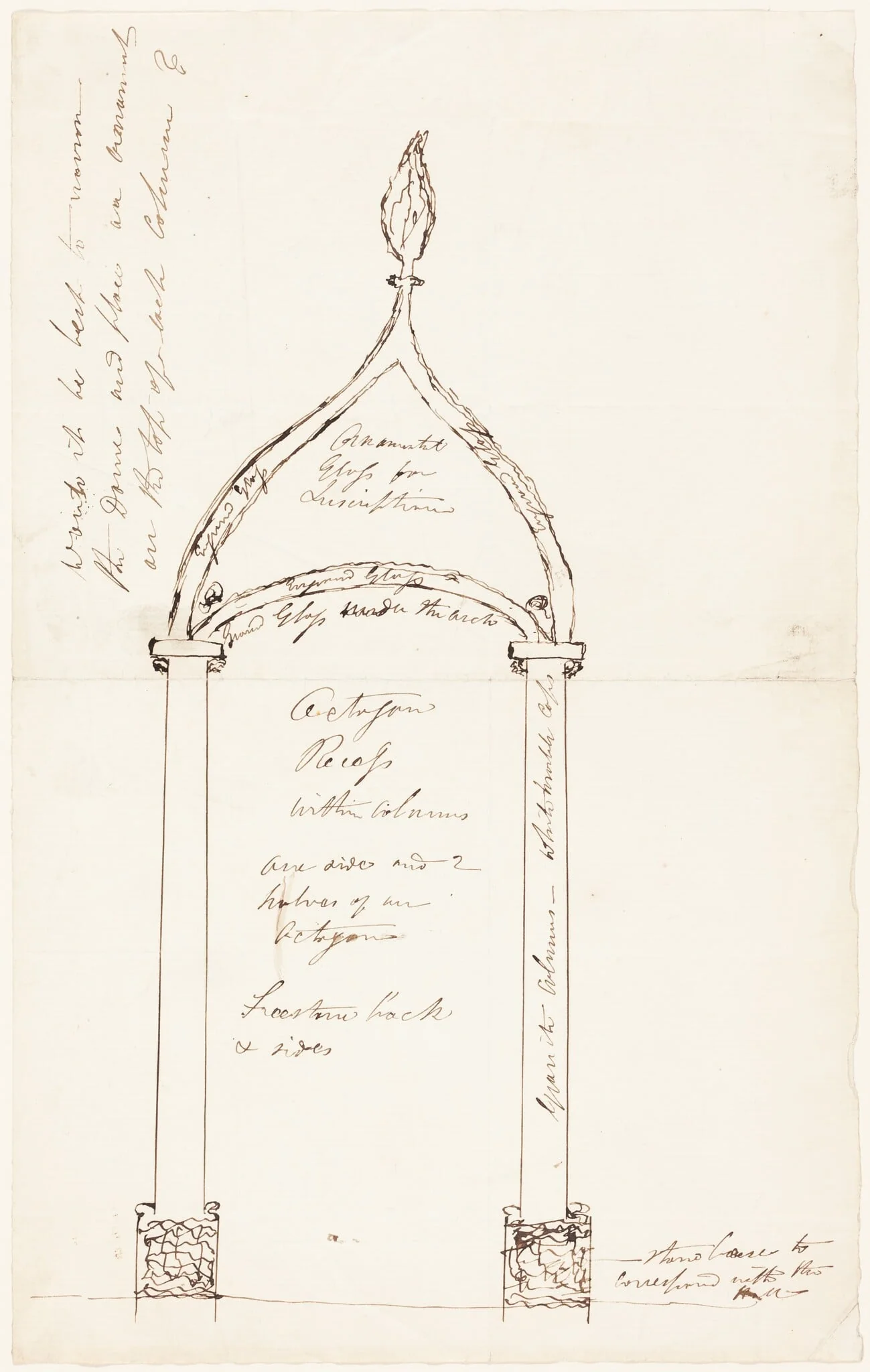 Sketch of Octagon Recess with Columns, detail