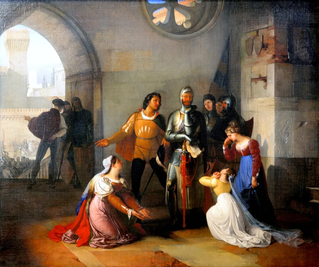 Pietro Rossi called to command the Venetian army, by Francesco Hayez, oil, 1820