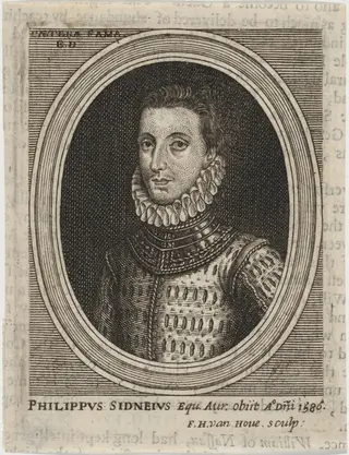 Sir Philip Sidney, by Frederik Hendrik van den Hove, ink, 1663
