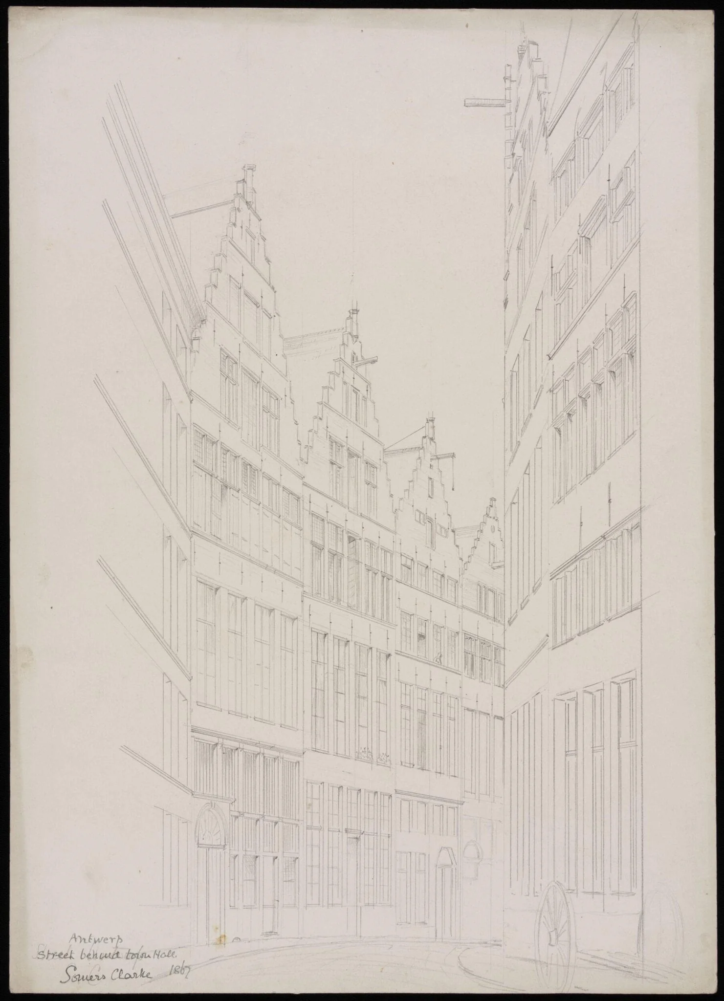 Street behind the town hall, Antwerp, detail