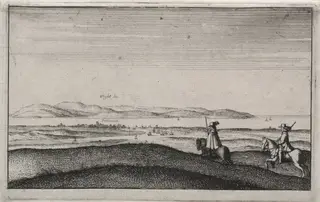 English Views:  Isle of Wight from Portsmouth, by Wenceslaus Hollar, 1652