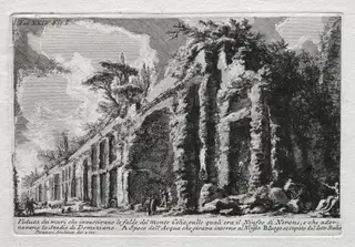Veduta dei muri che investivano le falde del Monte Celio, by Giovanni Battista Piranesi, 1754