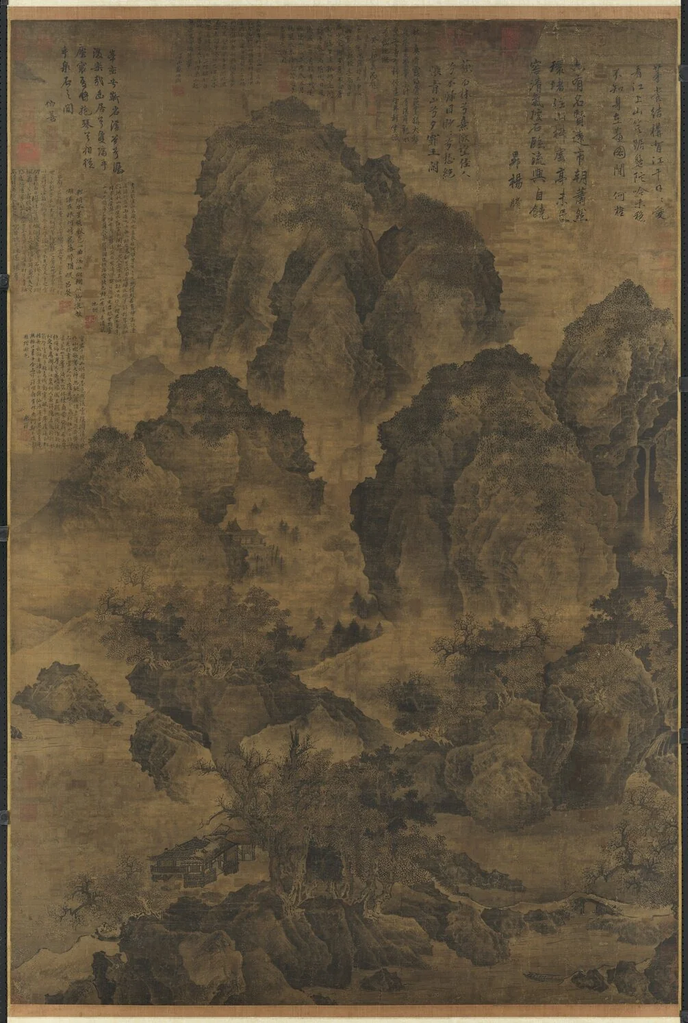 宋范寬臨流獨坐圖 軸, detail