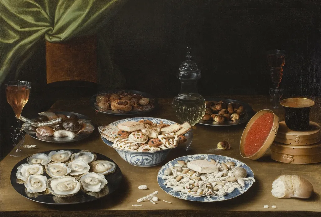 Still Life with Various Vessels on a Table, by Osias Beert, oil, 1610