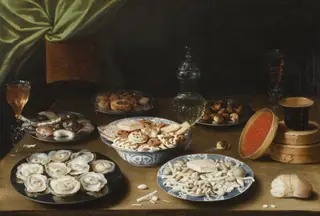 Still Life with Various Vessels on a Table, by Osias Beert, oil, 1610