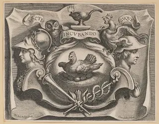 Vignette for the Title Page of Martinus Bonacina, Opera Omnia, by Cornelis Galle I, ink, 1632