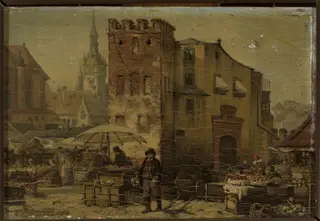 Marketplace in Munich, by Seweryn Bieszczad, oil, 1892
