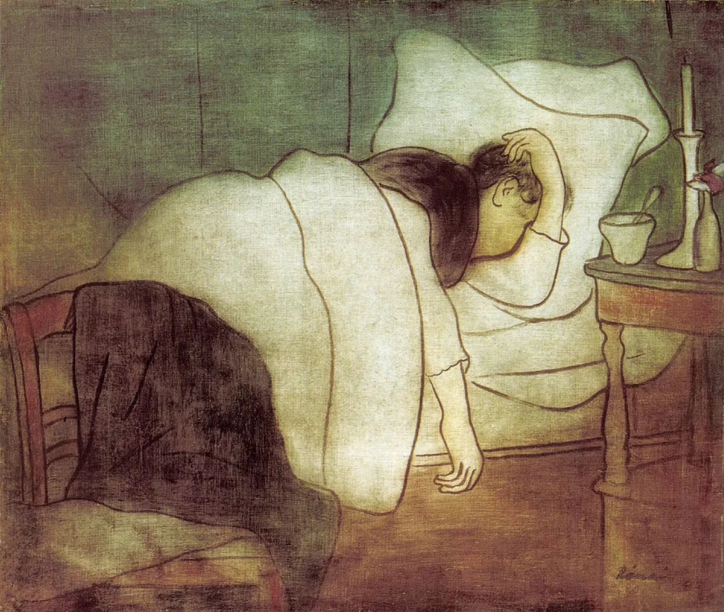 Woman Lying in Bed, by József Rippl-Rónai, oil, 1896