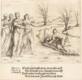 Finding of Moses, by Augustin Hirschvogel, ink, 1548