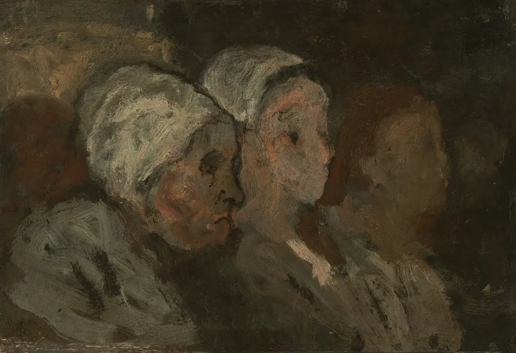 In Church, by Honoré Daumier, oil, 1856