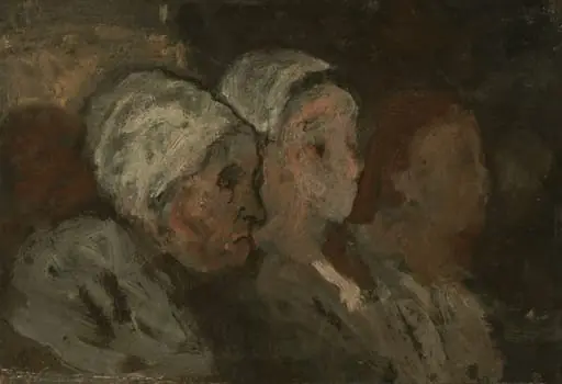 In Church, by Honoré Daumier, oil, 1856