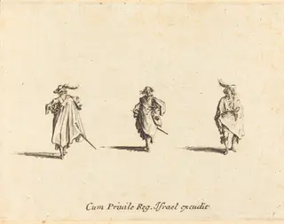 Three Gentlemen, by Jacques Callot, ink, 1634