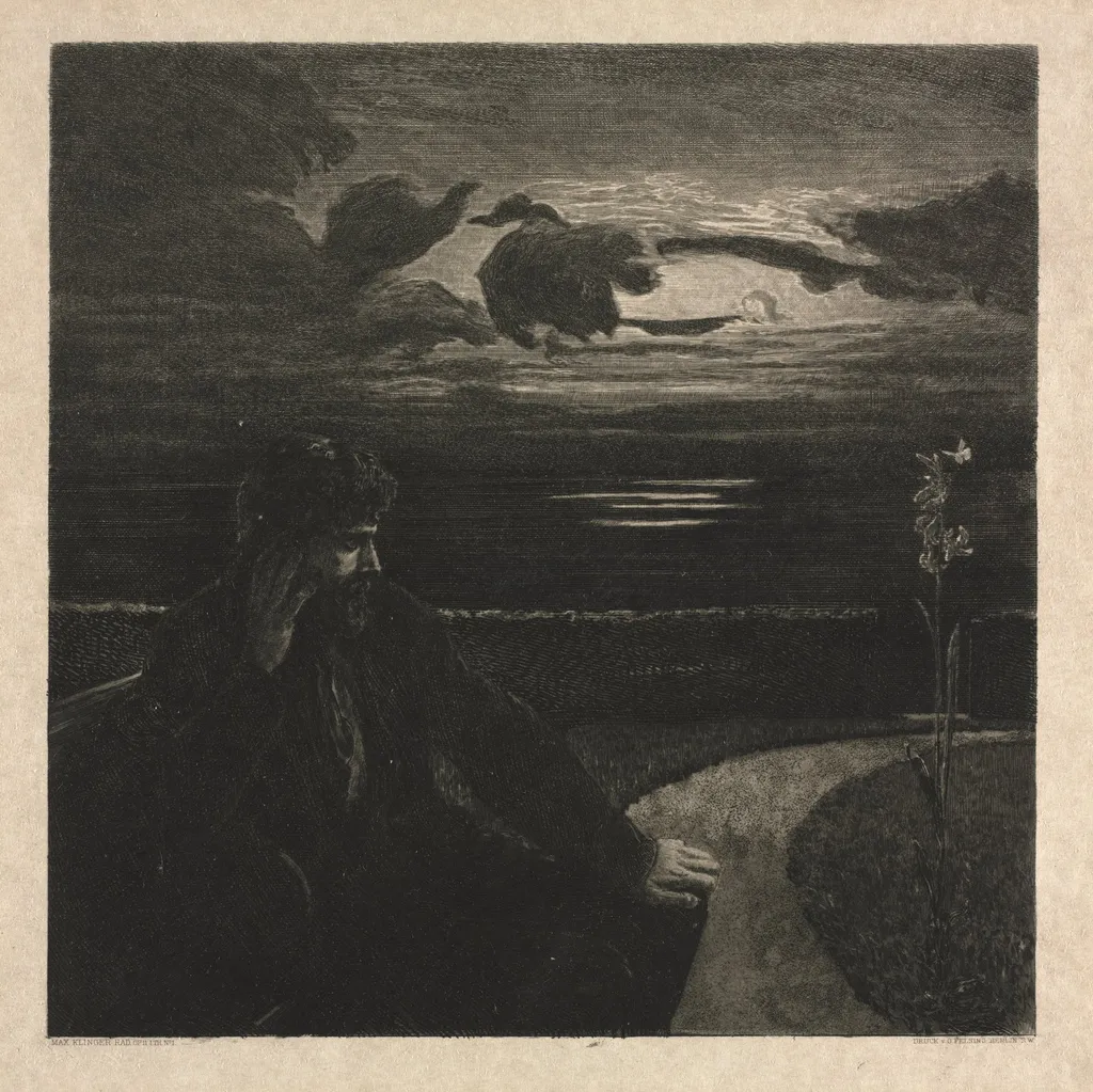 Night, from On Death, Part I, Opus XI (Nacht, Vom Tode, Erster Teil, Opus XI), by Max Klinger, 1889