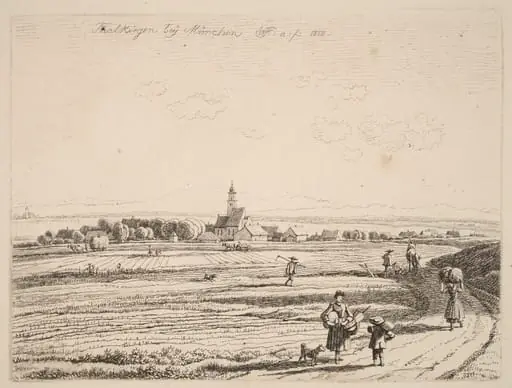 Thalkirchen, by Wilhelm von Kobell, ink, 1818