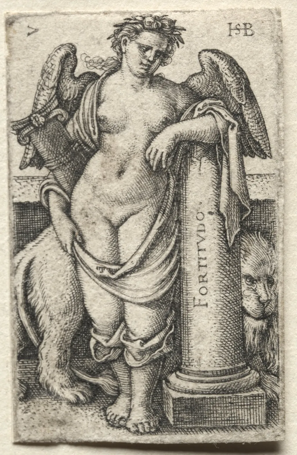 The Knowledge of God and the Seven Cardinal Virtues:  Fortitude - Fortitudo, by Sebald Beham, 1535