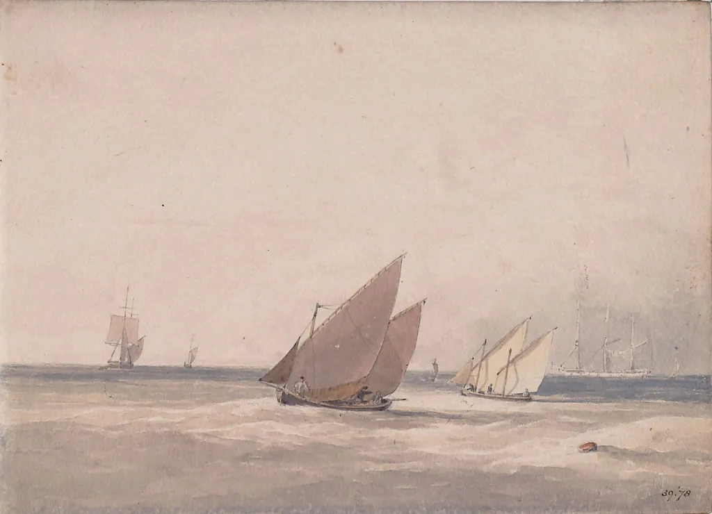 Leith Roads with Shipping, by Andrew Wilson, watercolor, 1805