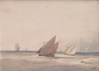 Leith Roads with Shipping, by Andrew Wilson, watercolor, 1805