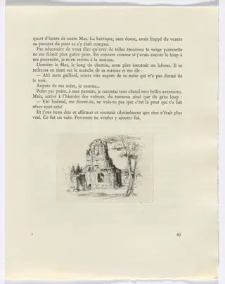 Frédéric Mistral: Mémoires et Recits by Frédéric Mistral: ruin (page 49), by Auguste Brouet, 1937