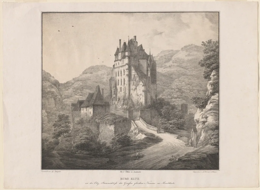 Burg Eltz, by Lorenz Ekemann-Allesson, ink, 1822