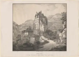 Burg Eltz, by Lorenz Ekemann-Allesson, ink, 1822