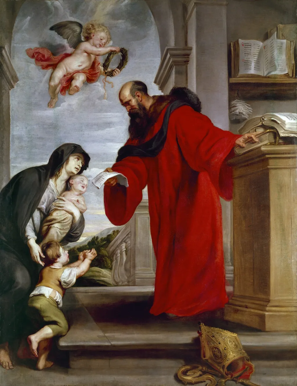 Saint Ives of Treguier, Patron of Lawyers, Defender of  Widows and Orphans, by Peter Paul Rubens, oil, 1615